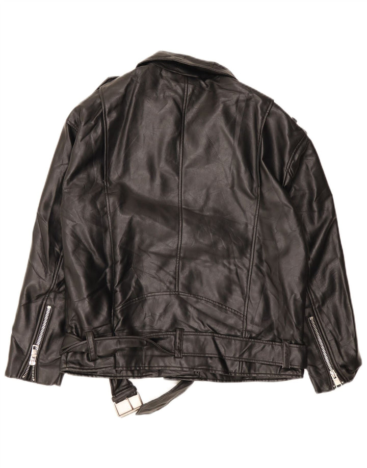 Giacca da motociclista oversize in ecopelle da donna ZARA UK 10 piccola nera