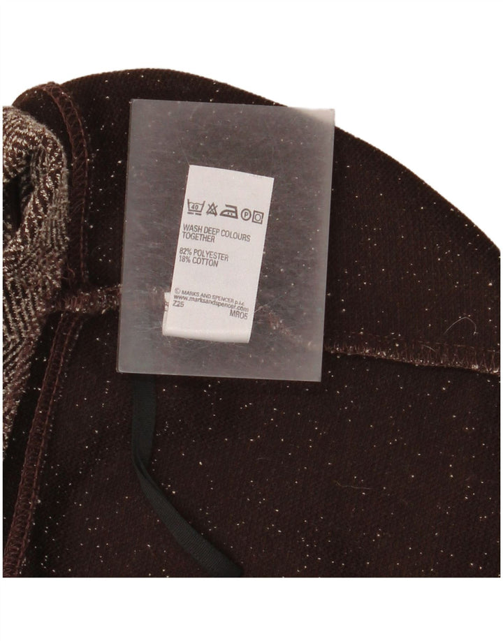 Gonna longuette da donna Marks & Spencer UK 18 XL W36 Poliestere a spina di pesce marrone