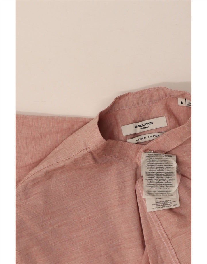 JACK & JONES Mens Stretch Shirt Small Pink Cotton