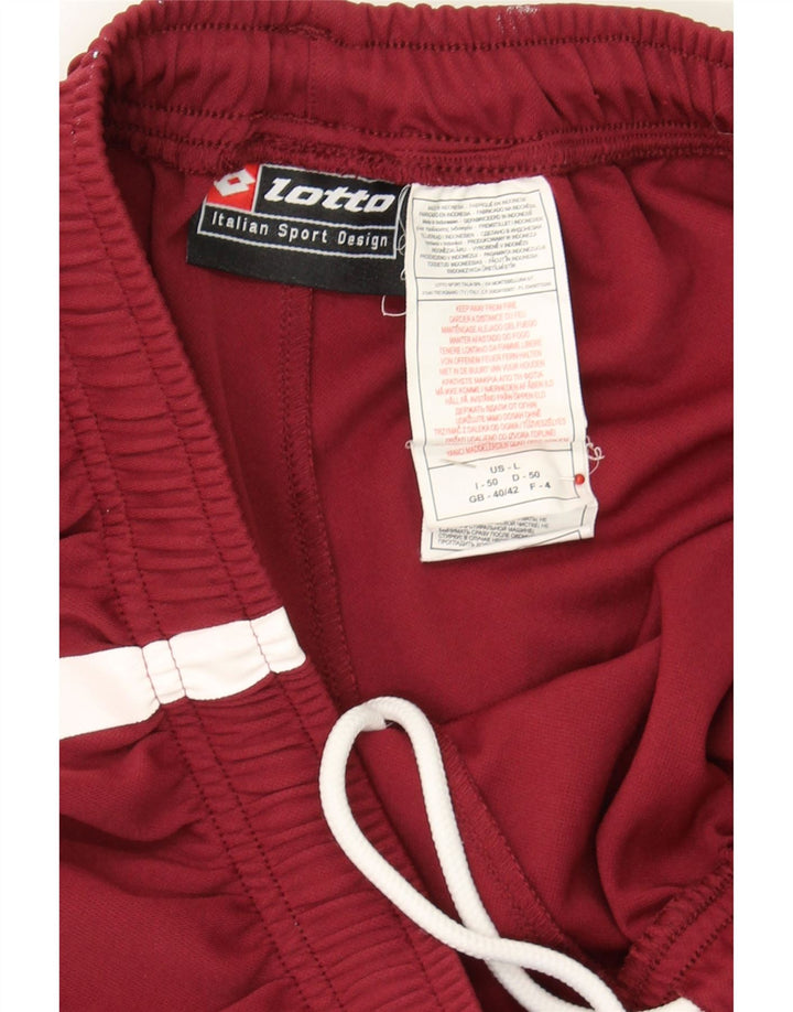 LOTTO Mens Graphic Sport Shorts UK 40/42 Large  Maroon Polyester Vintage Lotto and Second-Hand Lotto from Messina Hembry 