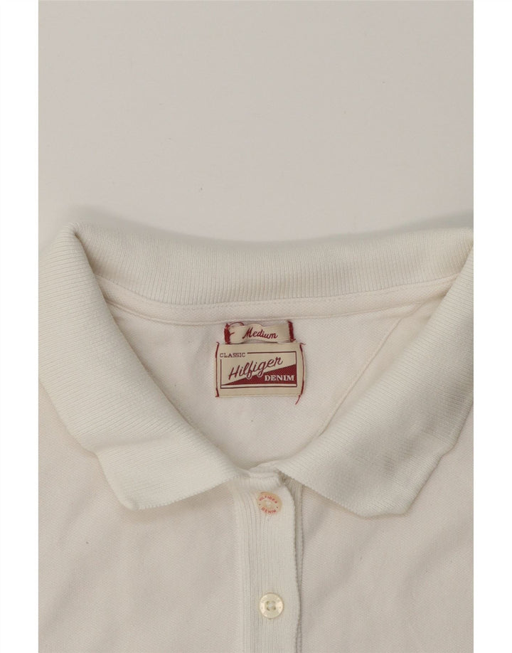 TOMMY HILFIGER Womens Polo Shirt UK 12 Medium White Cotton Vintage Tommy Hilfiger and Second-Hand Tommy Hilfiger from Messina Hembry 