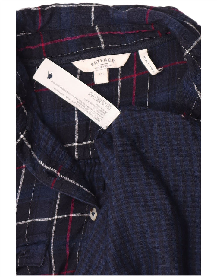 Camicia di flanella da donna Fat Face UK 12 Viscosa a quadri blu navy medio