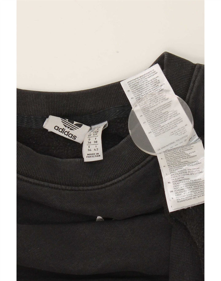 Felpa oversize corta Adidas da donna, maglione UK 10, piccolo cotone nero
