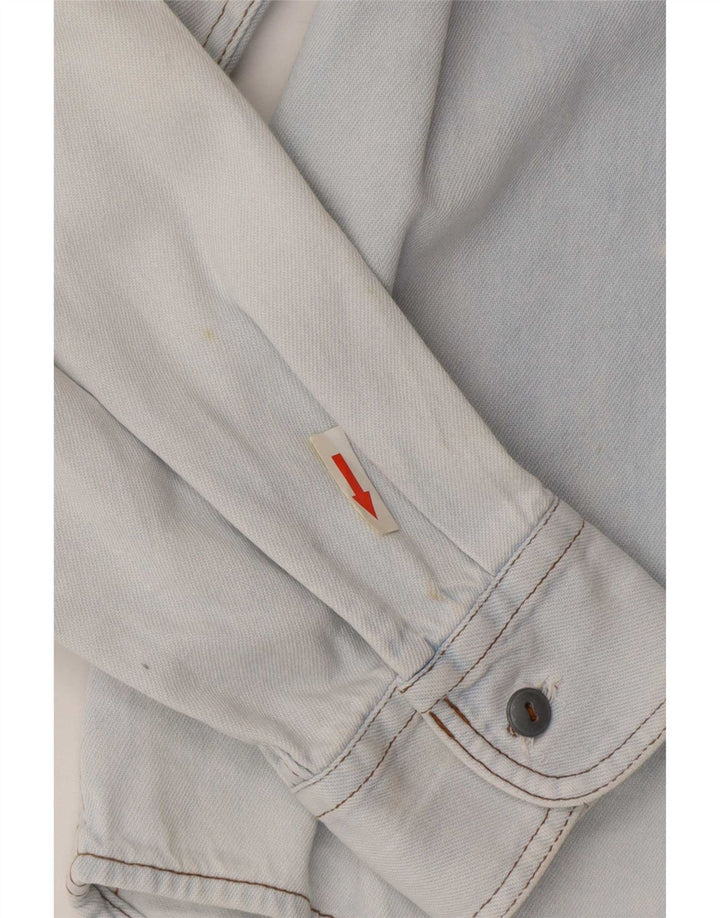 Camicia di jeans da uomo uniforme grande blu