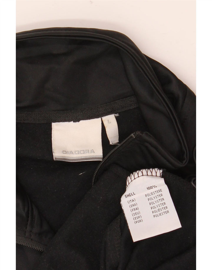 Giacca da tuta da uomo Diadora Large nera in poliestere color block