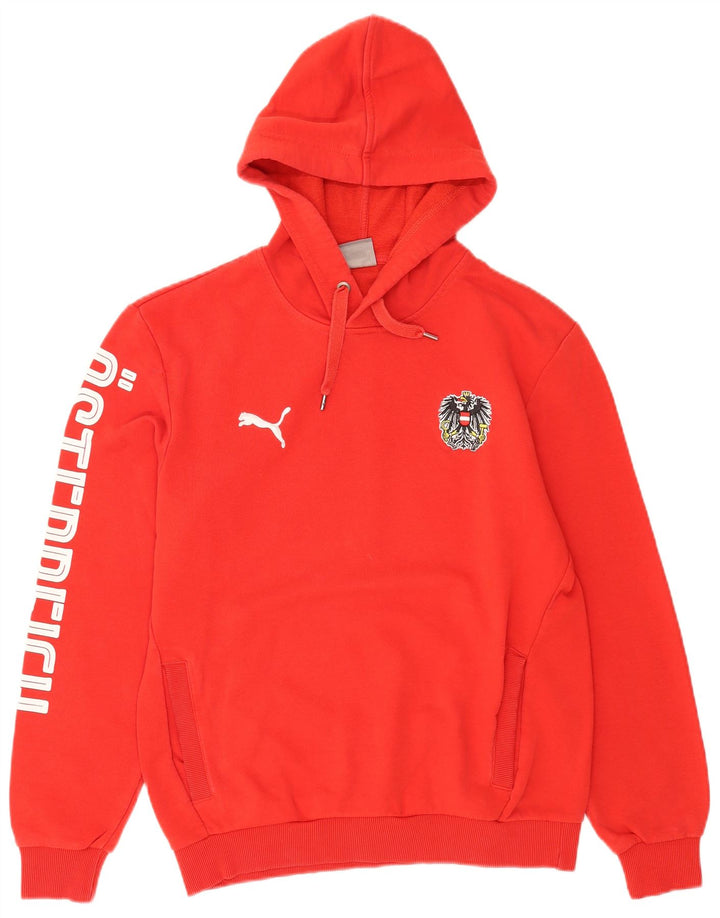 Felpa con cappuccio grafica da uomo Puma rossa media