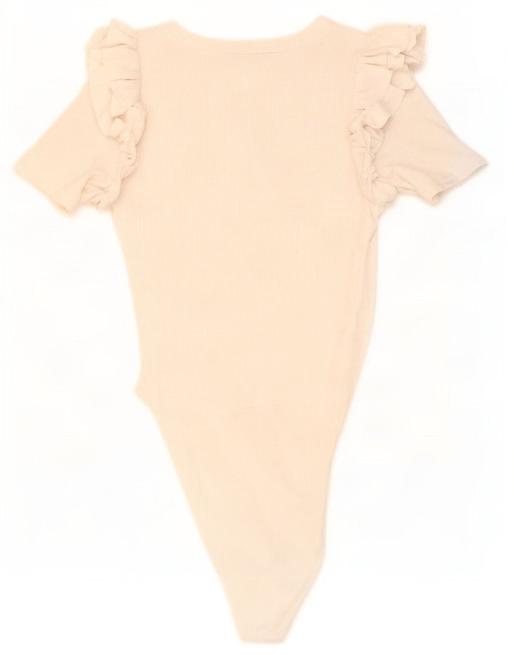 Body da donna Zara UK 12 cotone bianco sporco medio