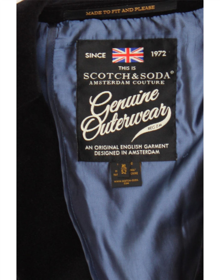 SCOTCH & SODA Giacca blazer da uomo in velluto a 2 bottoni IT 52 XL cotone nero
