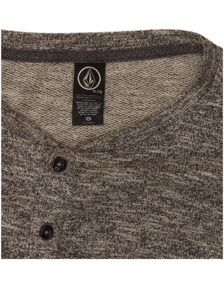 Maglia da uomo Volcom a maniche lunghe XL in cotone chiazzato grigio