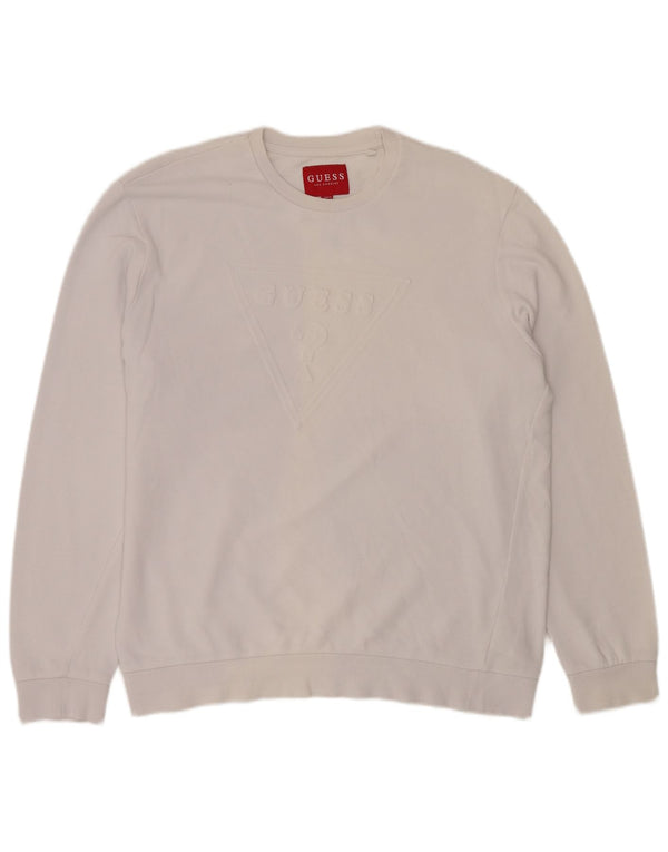 Guess Felpa grafica da uomo Maglione XL Cotone bianco sporco