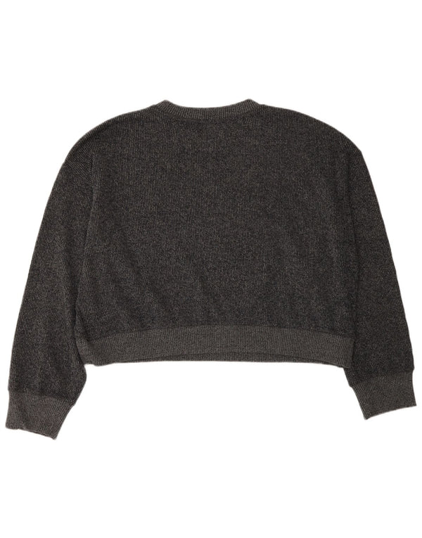 Zara Womens Crop Oversized Crew Neck Jumper Sweater UK 16 Large Grey