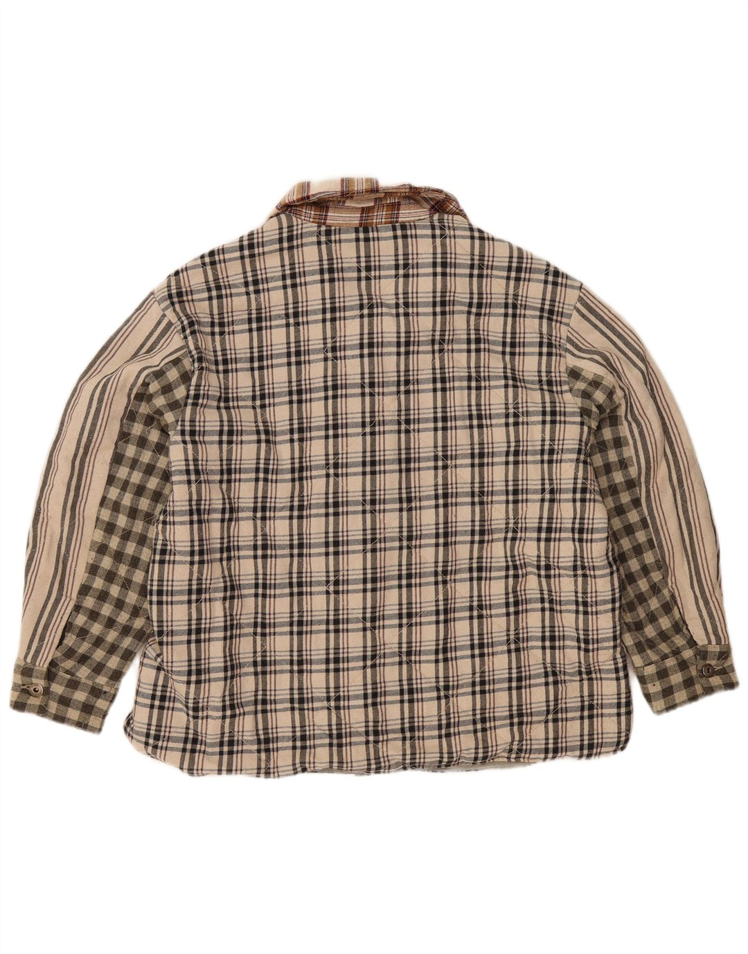 Camicia in flanella da donna Zara Lumberjack UK 16 Large Beige Patchwork Poliestere