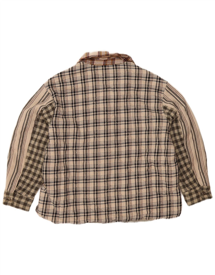 Camicia in flanella da donna Zara Lumberjack UK 16 Large Beige Patchwork Poliestere