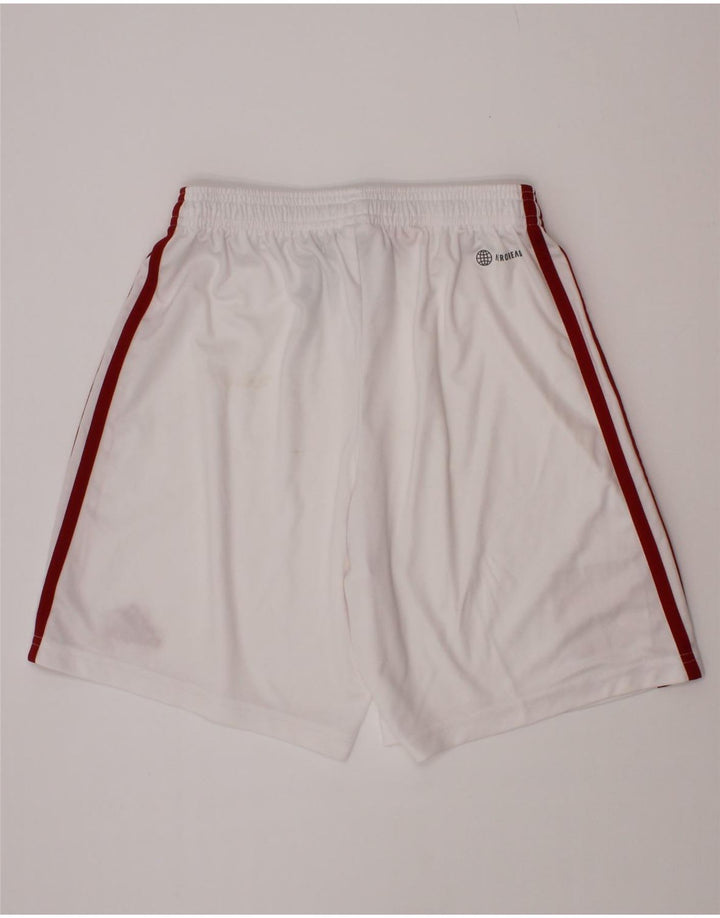 Pantaloncini sportivi Adidas Aeroready da ragazzo 11-12 anni in poliestere bianco