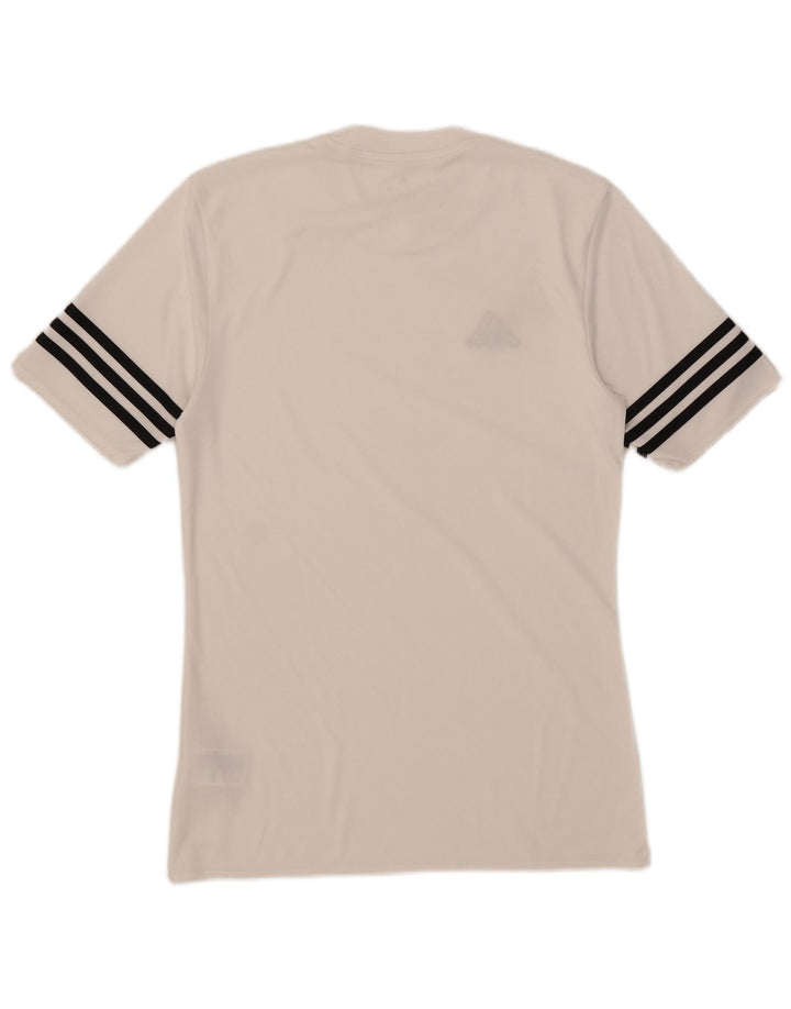 T-shirt Adidas Climalite da uomo piccola in poliestere bianco