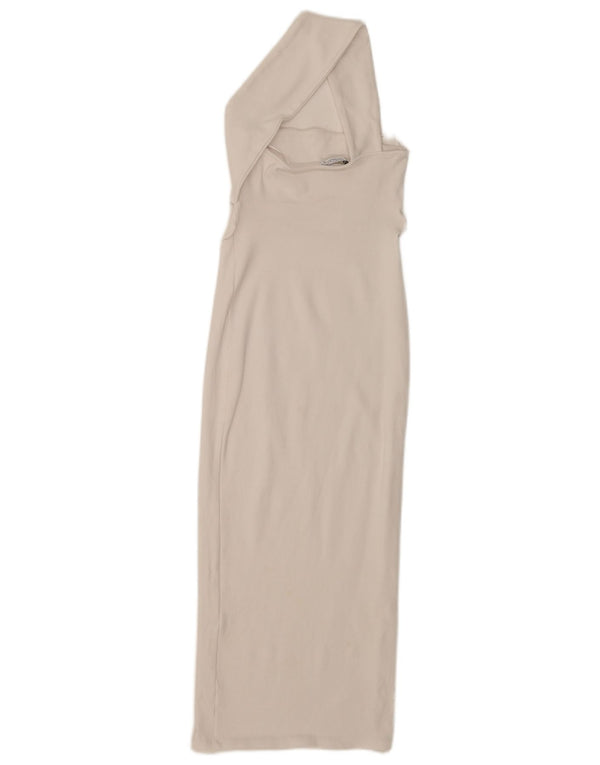 Abito aderente monospalla ritagliato da donna Zara UK 10 piccolo cotone bianco sporco