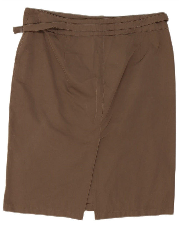 Gonna dritta da donna Max Mara UK 12 media W34 poliestere marrone