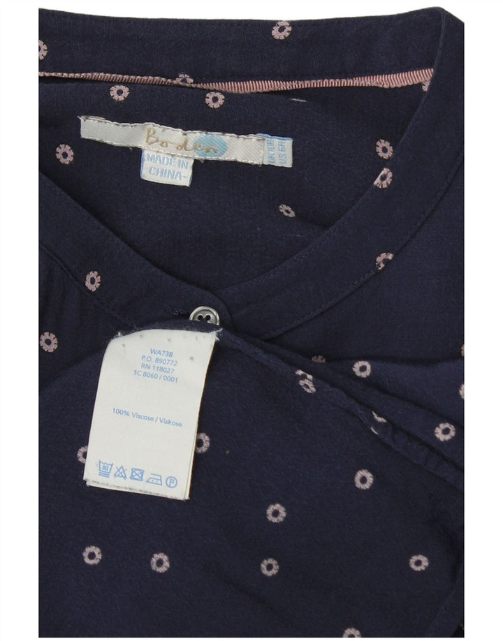 Camicia Boden da donna camicetta UK 10 piccola viscosa maculata blu navy