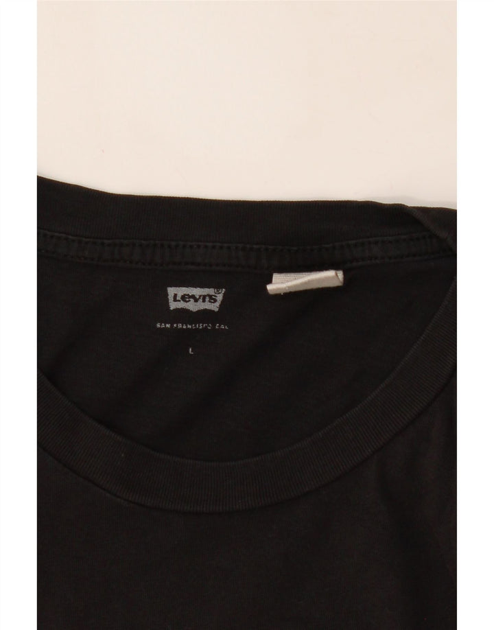 LEVI'S Mens Graphic T-Shirt Top Large Black Cotton Vintage Levi's and Second-Hand Levi's from Messina Hembry 
