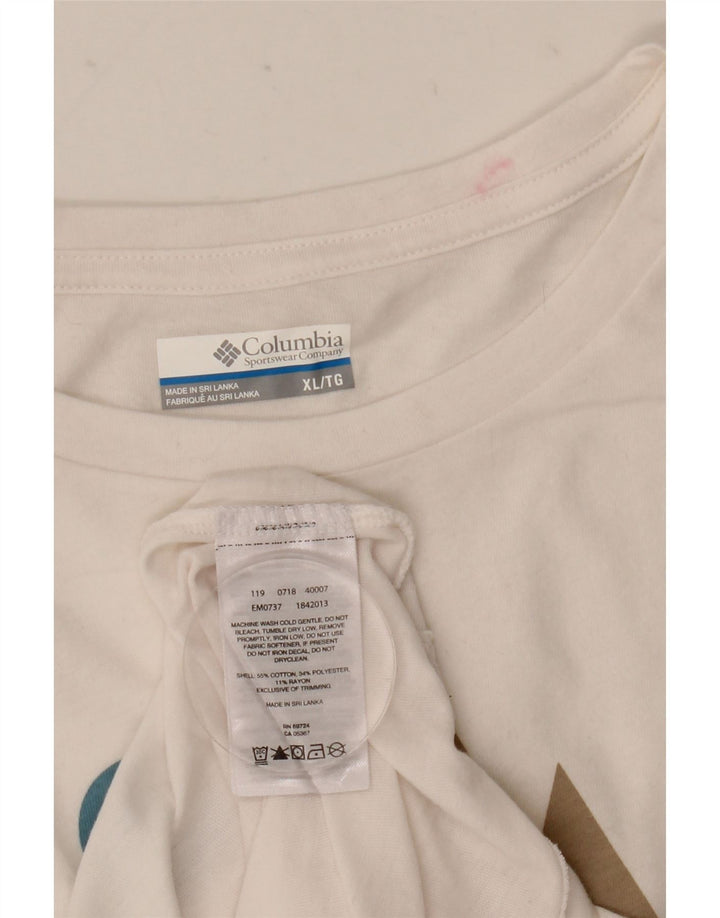 T-shirt grafica da uomo Columbia Top XL in cotone bianco