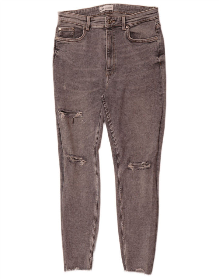ZARA Womens Distressed Skinny Jeans EU 42 Large W32 L27 Grey