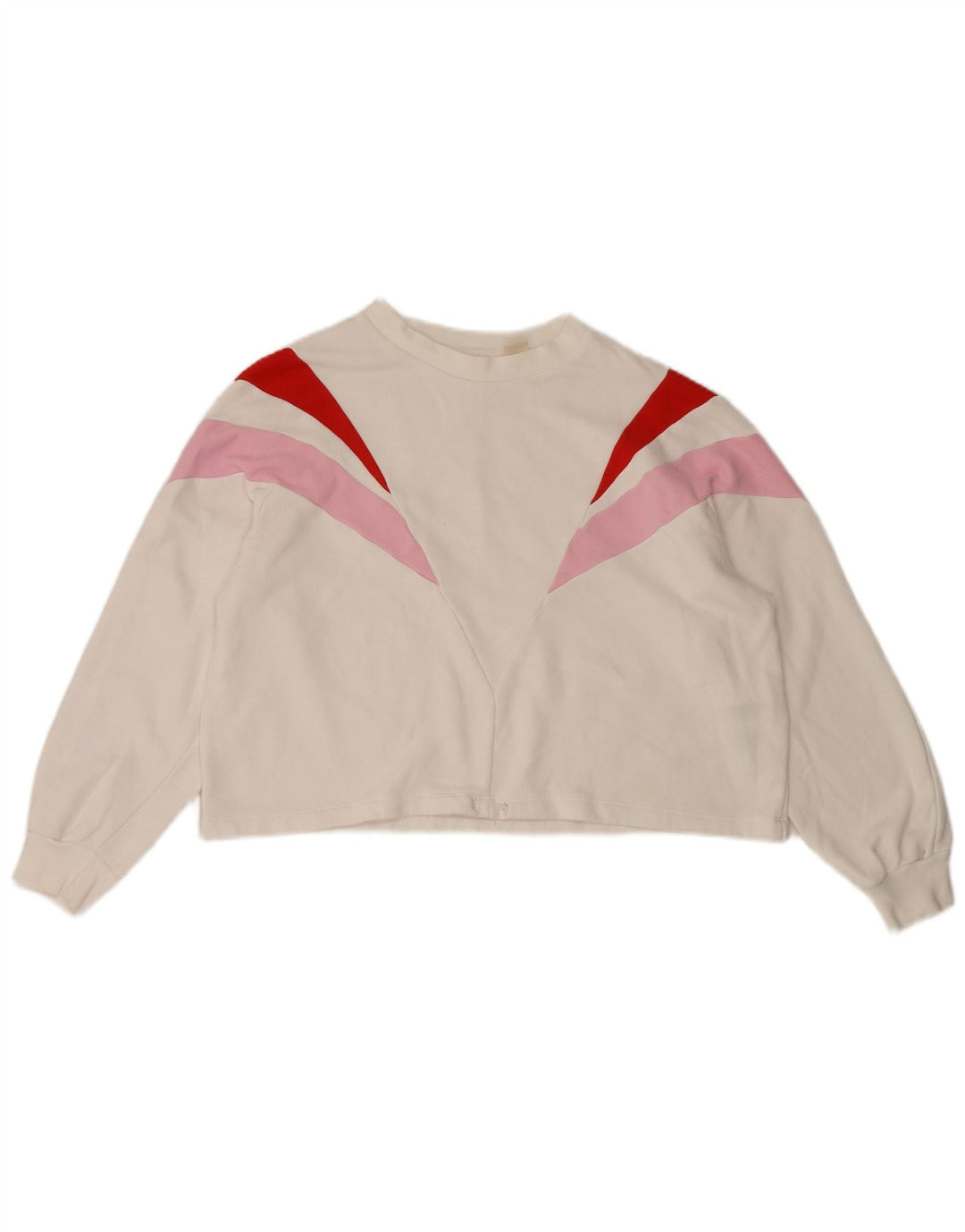 Levi's Donna Crop Felpa Maglione UK 14 Medium White Colourblock