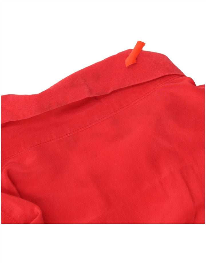 Camicetta camicia da donna Andrea Mare UK 16 grande seta rossa