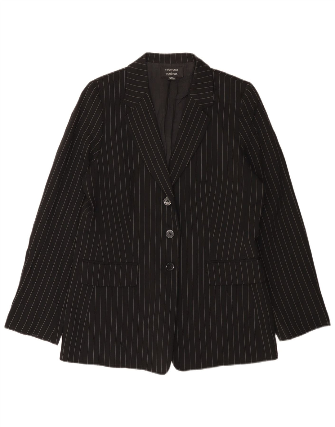 Giacca blazer autografa da donna Marks & Spencer UK 12 gessato medio nero