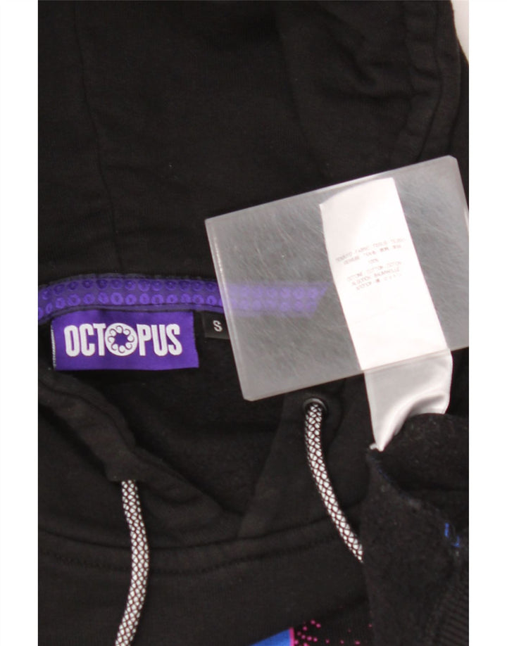 Felpa con cappuccio grafica da uomo OCTOPUS piccola in cotone color block nero