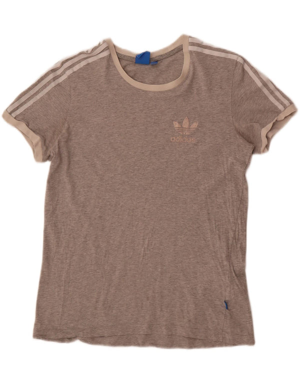 T-shirt grafica da donna Adidas Top UK 10 piccola in cotone grigio
