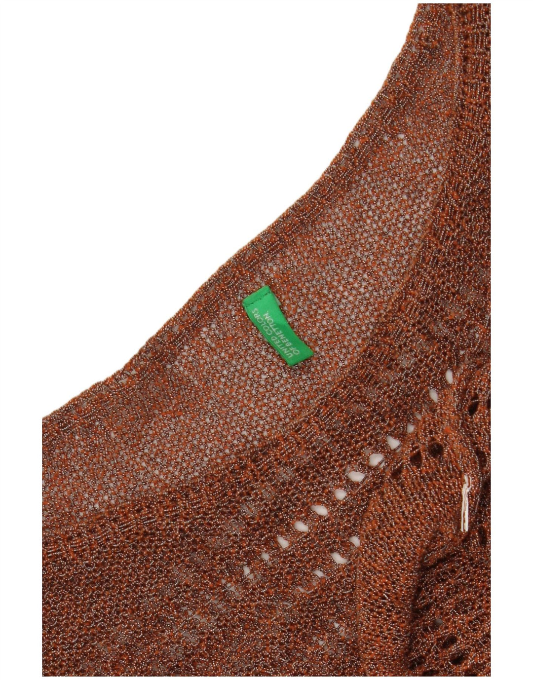Camicetta corta in maglia da donna Benetton Top UK 12 Marrone medio