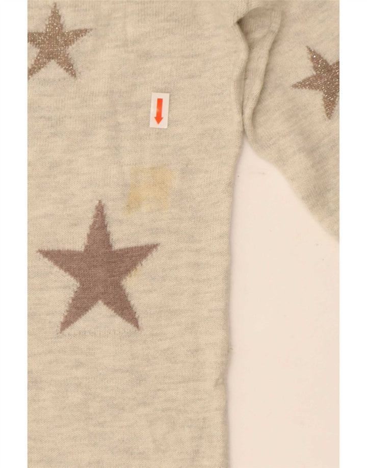 Fat Face Maglione da donna con scollo a barchetta con motivo astratto UK 10 Piccolo Grigio