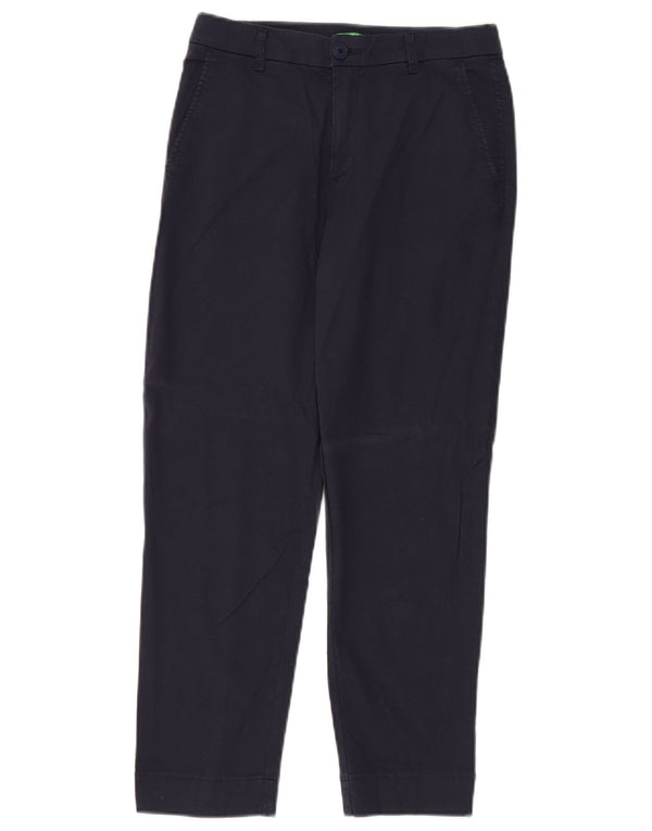 Pantaloni chino affusolati da donna Benetton UK 6 XS W28 L25 Blu Navy Cotone