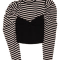 Top corto da donna Zara a maniche lunghe UK 12 viscosa a righe nere medie