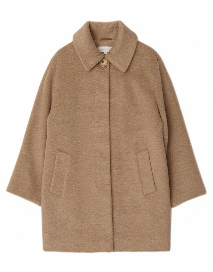 Cappotto oversize da donna vintage UK 12 in lana beige medio