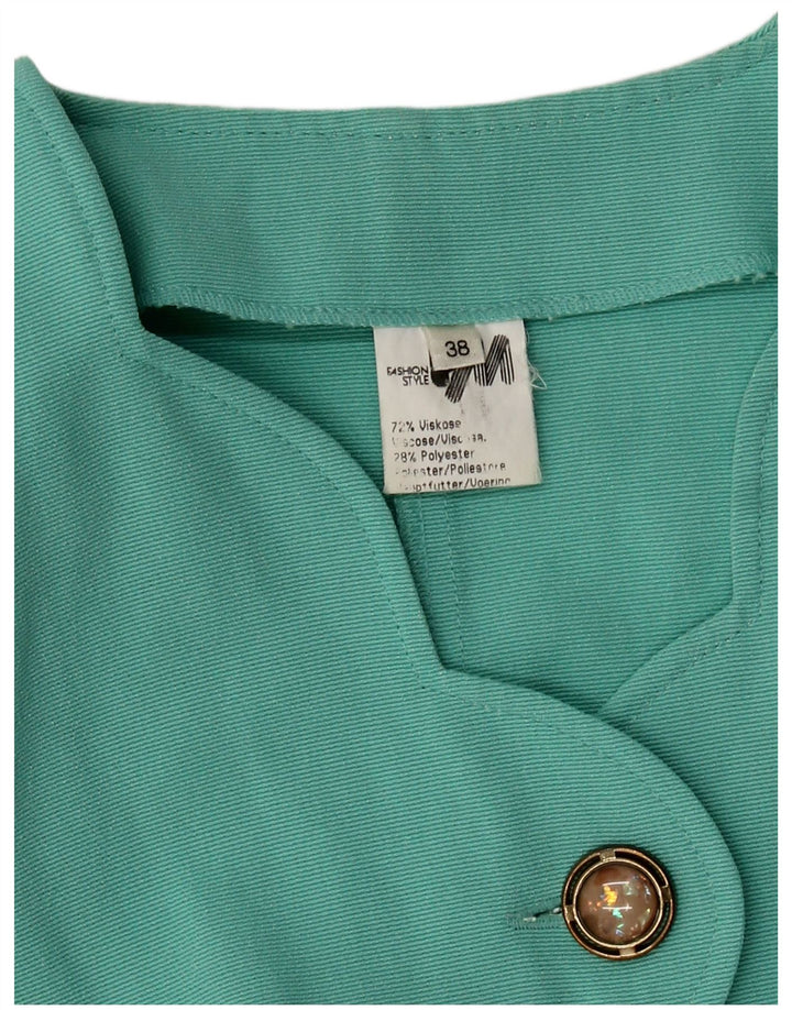 Giacca blazer a 5 bottoni da donna VINTAGE EU 38 viscosa turchese media