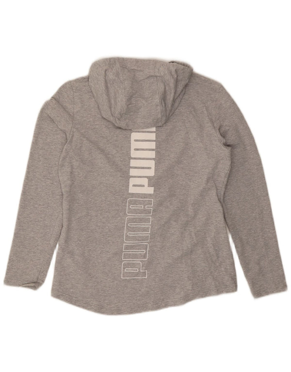 Felpa con cappuccio e zip grafica PUMA da donna UK 12 Cotone grigio medio