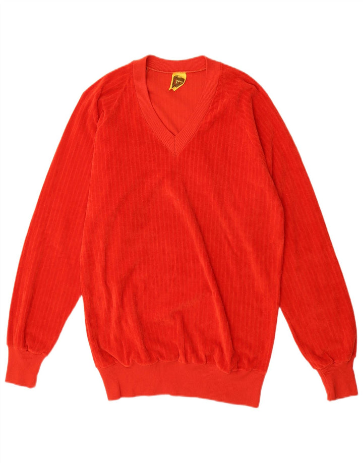 Maglione da uomo con scollo a V VINTAGE XL in cotone rosso