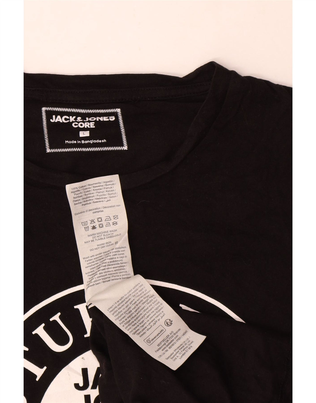 Jack & Jones T-shirt grafica da uomo grande in cotone nero