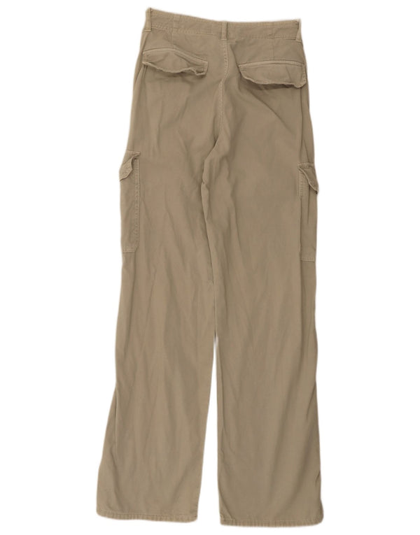 Pantaloni cargo larghi a vita alta da donna Zara EU 34 2XS W24 L32 Cachi