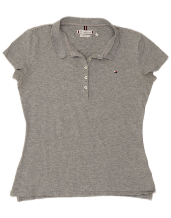 Polo da donna slim fit Tommy Hilfiger UK 14 grande cotone grigio