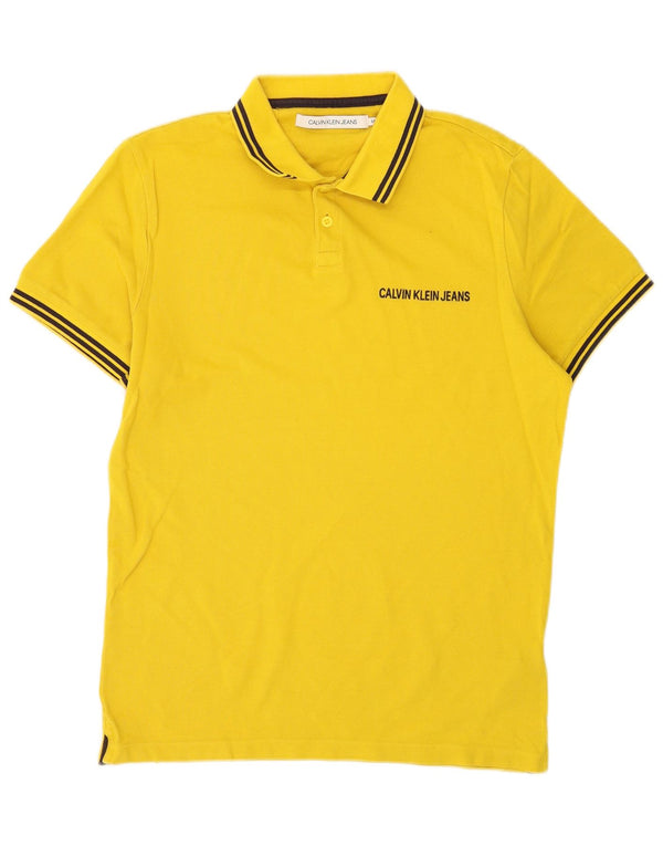 Polo da uomo Calvin Klein Jeans in cotone a righe gialle medie