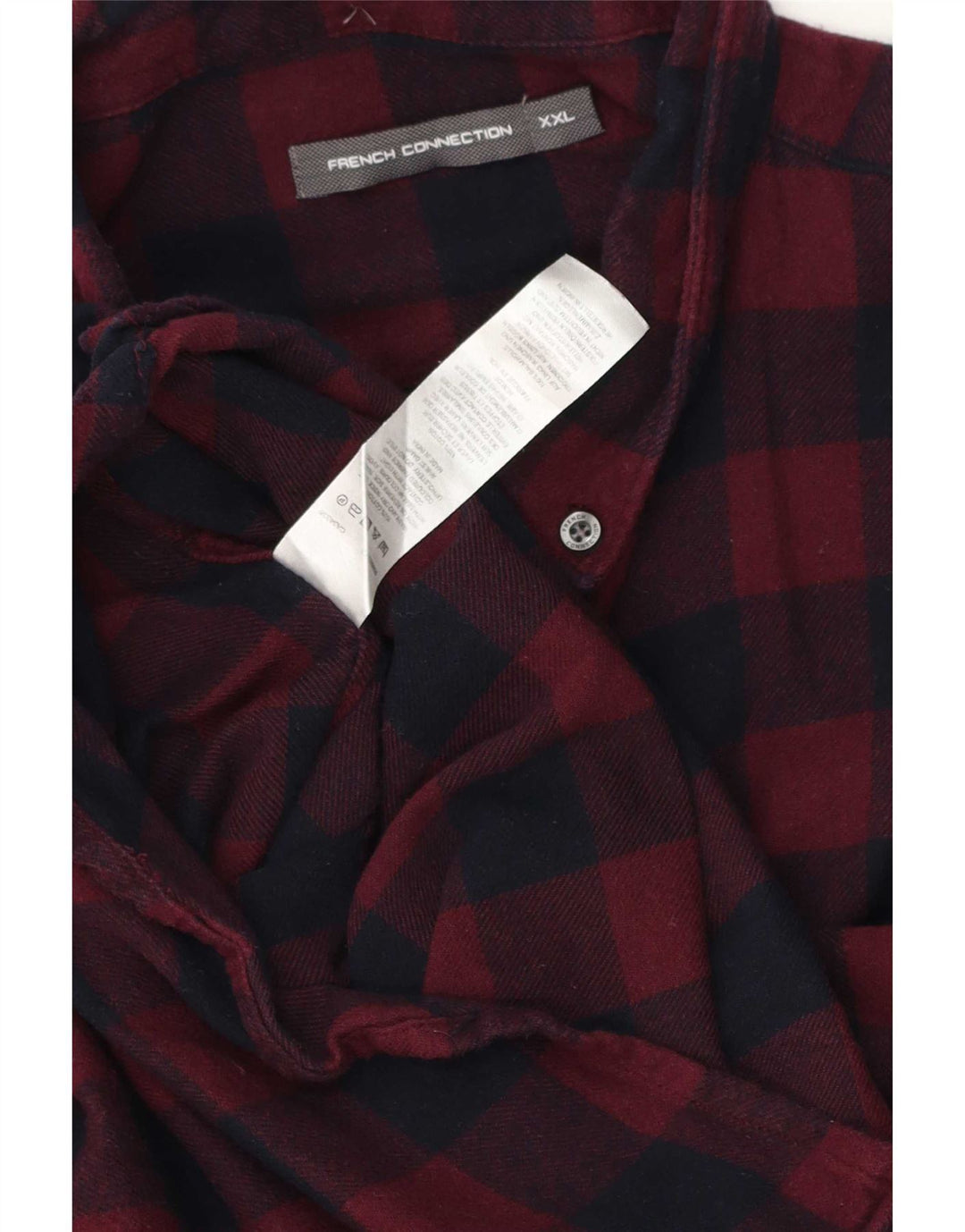 Camicia da uomo in flanella French Connection 2XL cotone a quadretti bordeaux