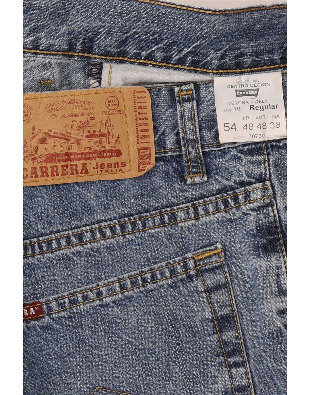 Jeans dritti regolari da uomo Carrera 700 W38 L28 cotone blu