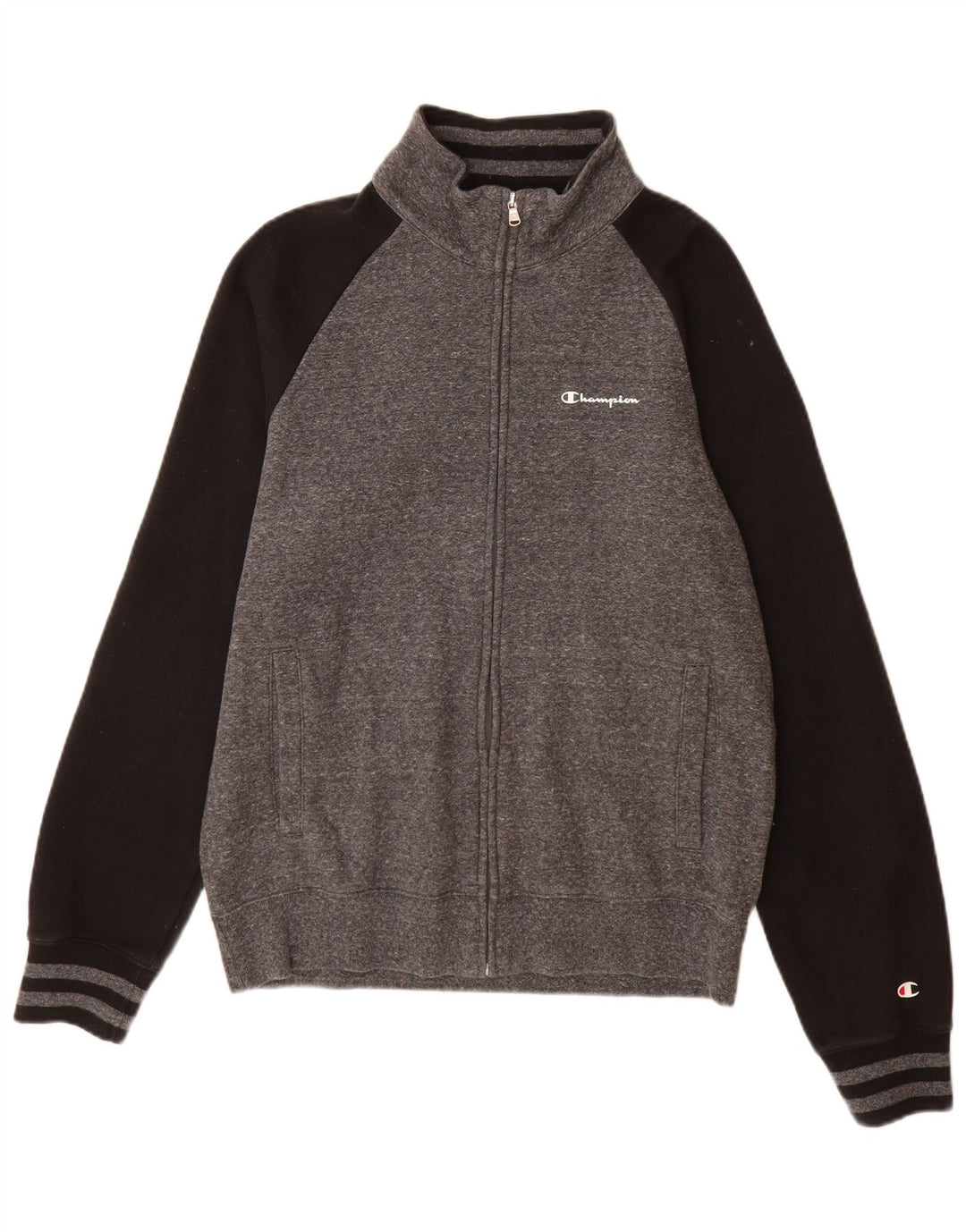 Giacca da tuta da uomo Champion, grande, in cotone color block grigio
