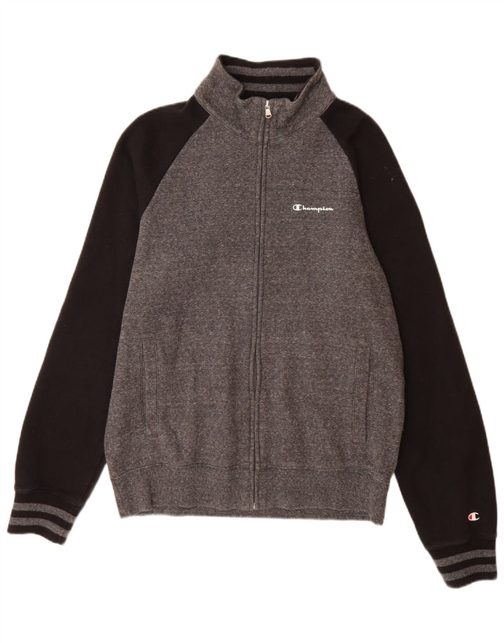 Giacca da tuta da uomo Champion, grande, in cotone color block grigio