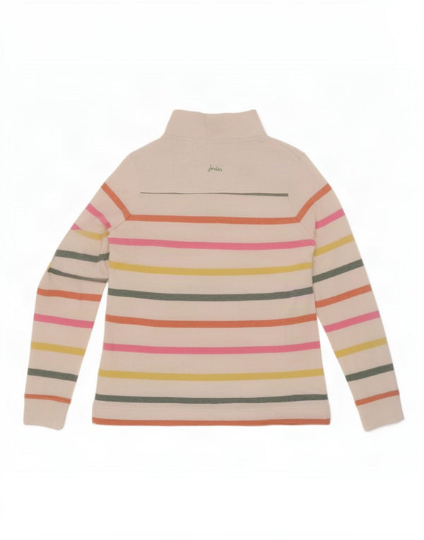 Joules Felpa da Donna con Collo a Bottoni Maglione UK 10 Piccola a Righe Bianche