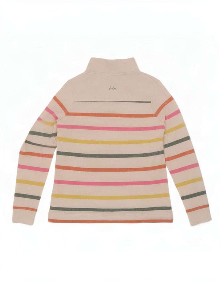 Joules Felpa da Donna con Collo a Bottoni Maglione UK 10 Piccola a Righe Bianche