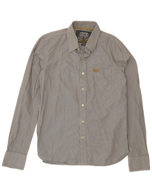 Camicia da uomo Superdry Large in cotone gessato grigio
