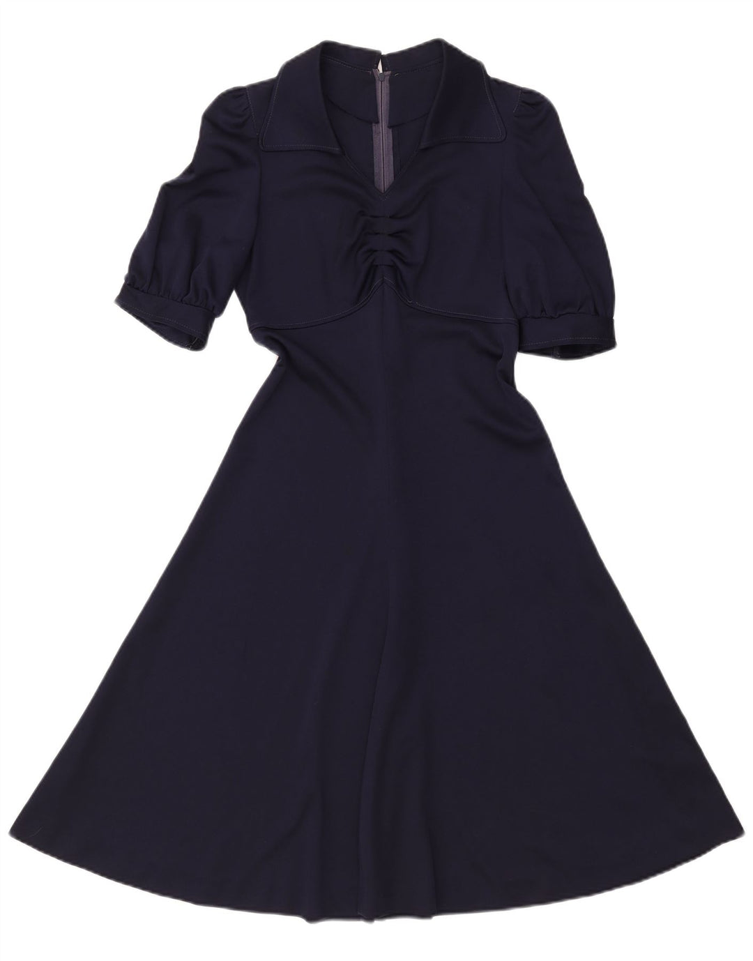 Abito a trapezio da donna VINTAGE UK 8 piccolo poliestere blu navy